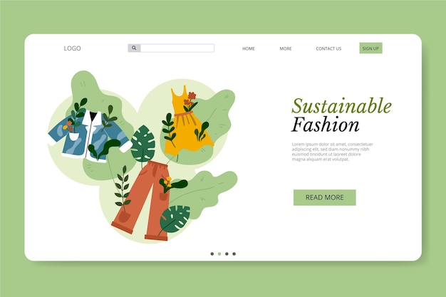 Free Vector flat-hand drawn sustainable fashion landing page template