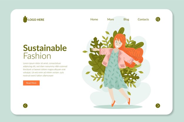 Flat-hand drawn sustainable fashion landing page