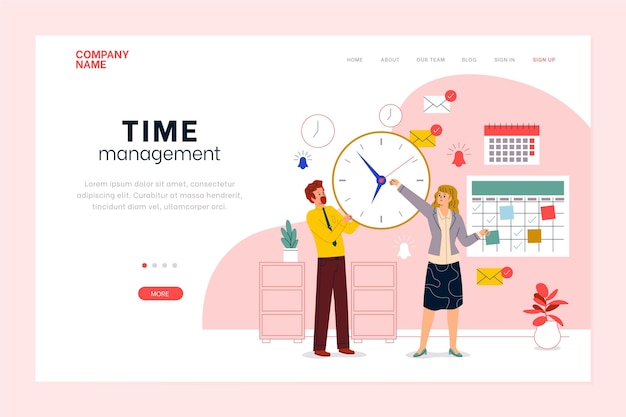 Free Vector flat-hand drawn time management landing page template