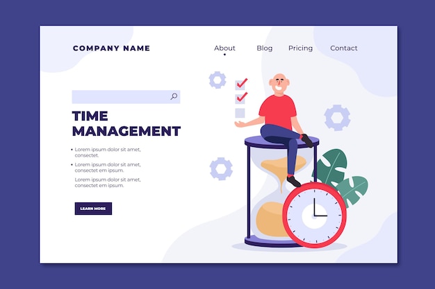 Free vector flat-hand drawn time management landing page