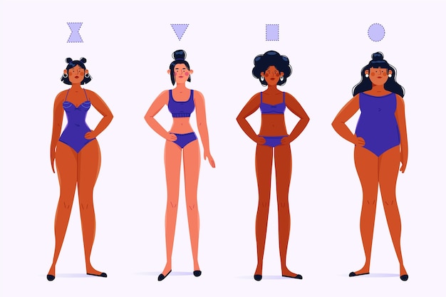 Free vector flat-hand drawn types of female body shapes