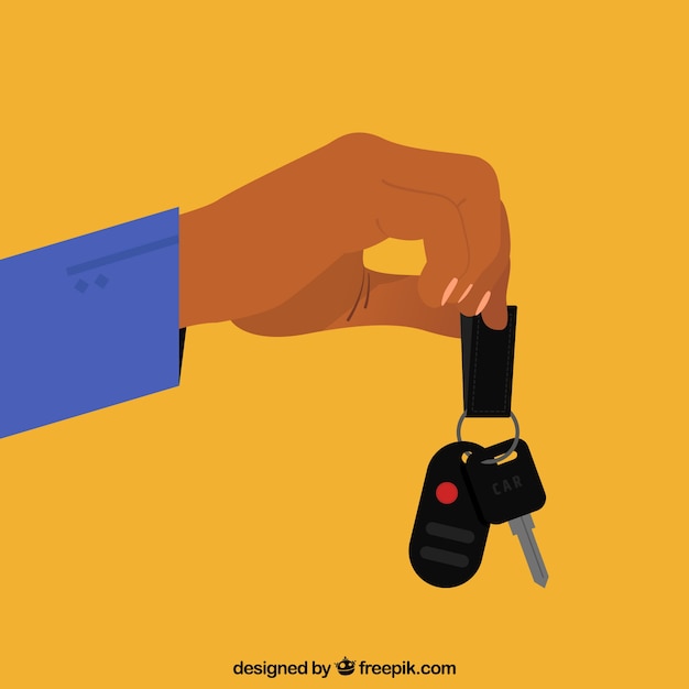 Flat hand holding car key background