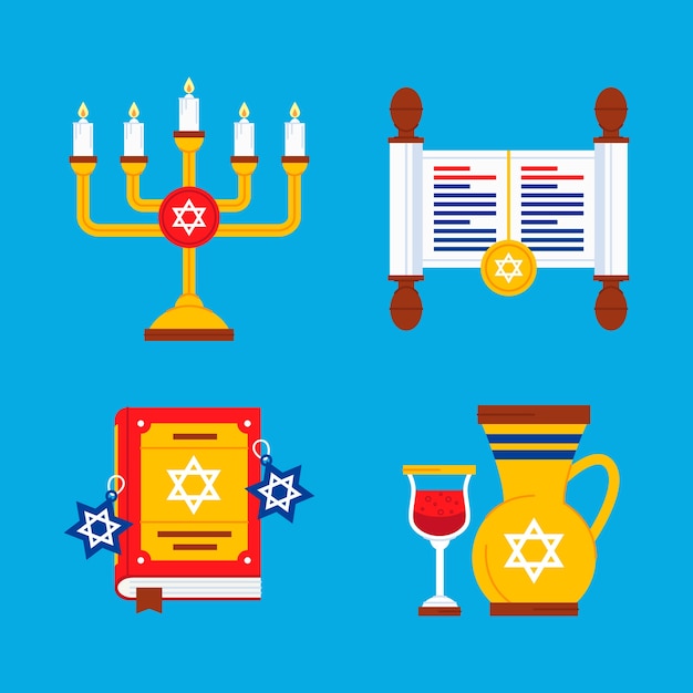 Free Vector flat hanukkah elements collection