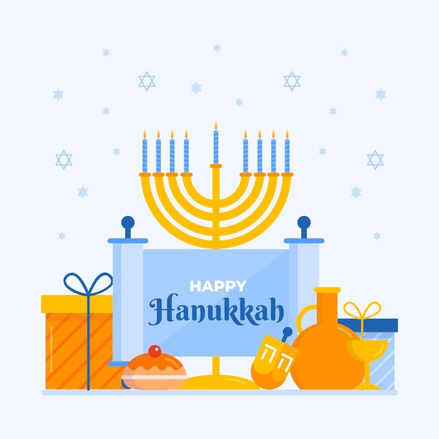 Flat hanukkah illustration with menorah