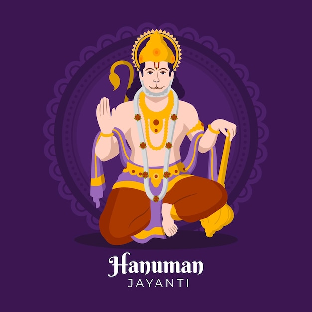 Free vector flat hanuman jayanti illustration