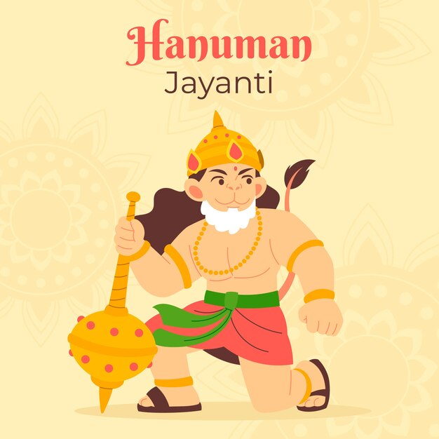 Flat hanuman jayanti illustration