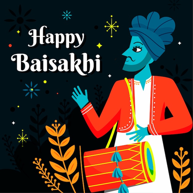 Flat happy baisakhi concept