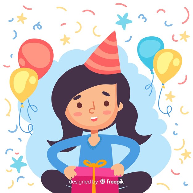 Flat happy birthday party background