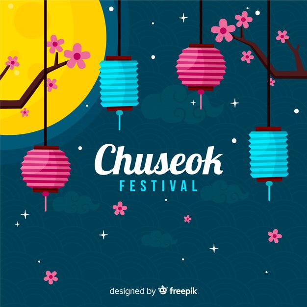 Flat happy chuseok festival background