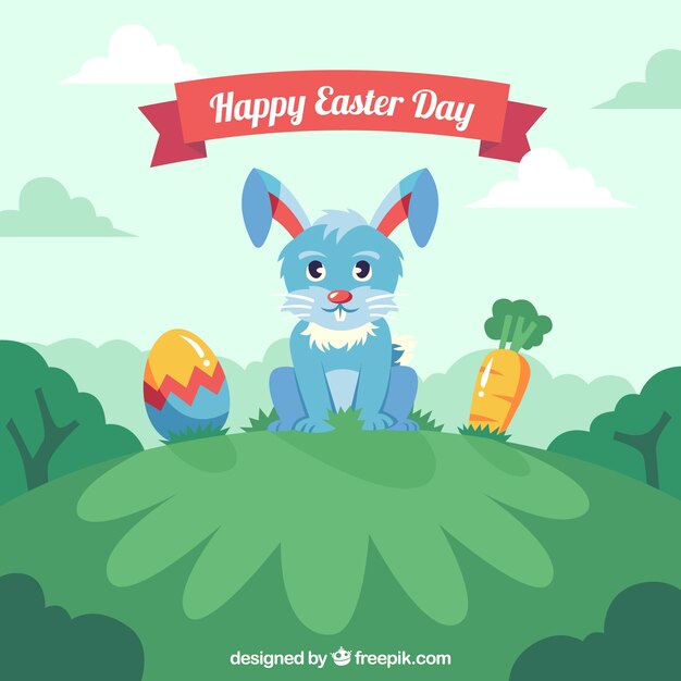 Flat happy easter day background