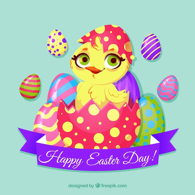 Flat happy easter day background