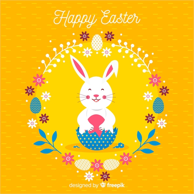 Flat happy easter day background