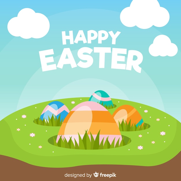 Flat happy easter day background