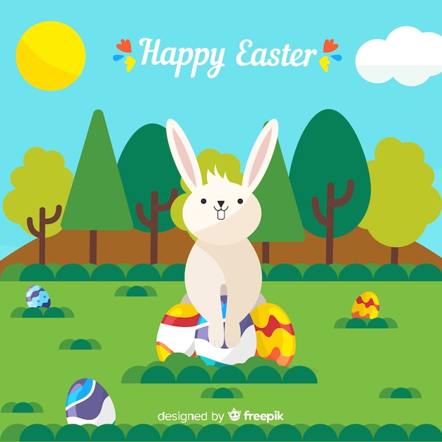 Free Vector flat happy easter day background