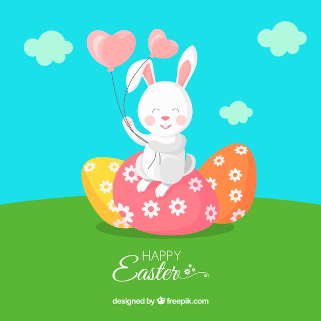 Flat happy easter day bakground