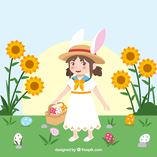 Free Vector flat happy easter day bakground