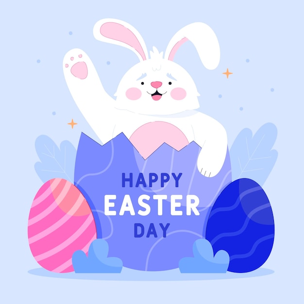 Flat happy easter illustration