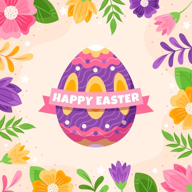 Flat happy easter illustration