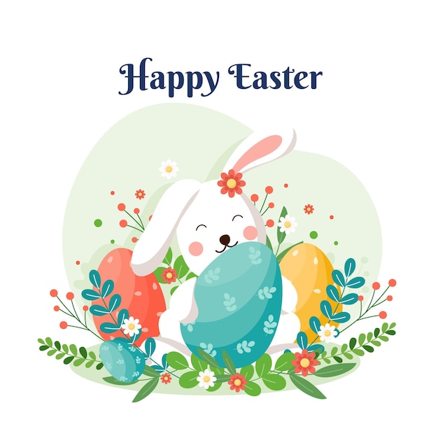 Flat happy easter illustration