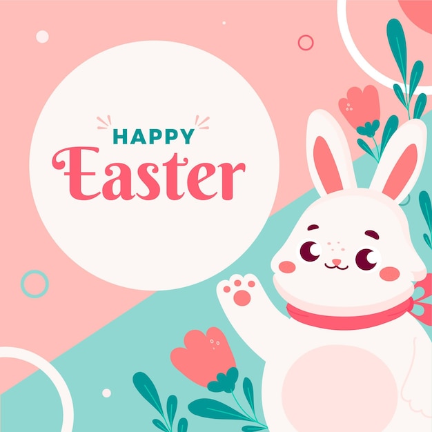 Flat happy easter illustration