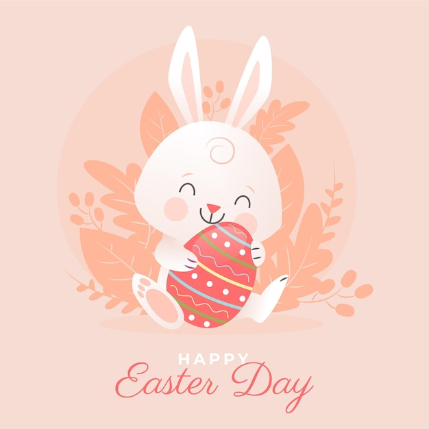 Flat happy easter illustration