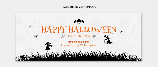 Free Vector flat happy halloween social media cover template