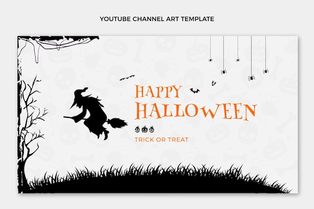 Free Vector flat happy halloween youtube channel art