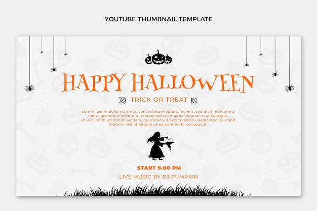 Free vector flat happy halloween youtube thumbnail