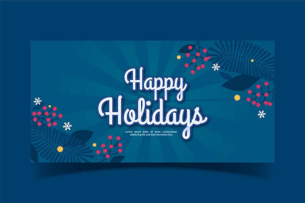 Free vector flat happy holidays horizontal banner