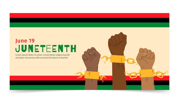 Flat happy juneteenth horizontal banner template