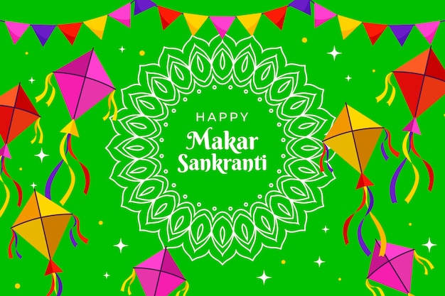 Flat happy makar sankranti background