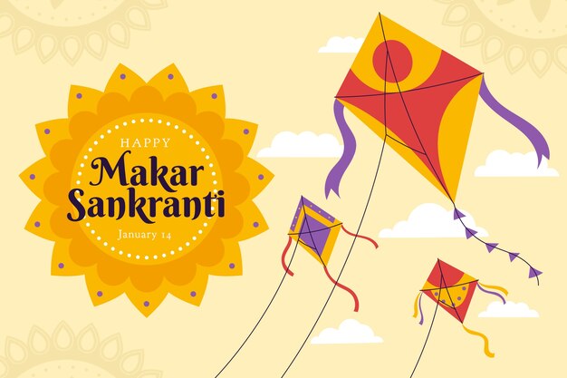 Flat happy makar sankranti background