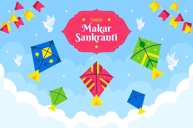 Flat happy makar sankranti background