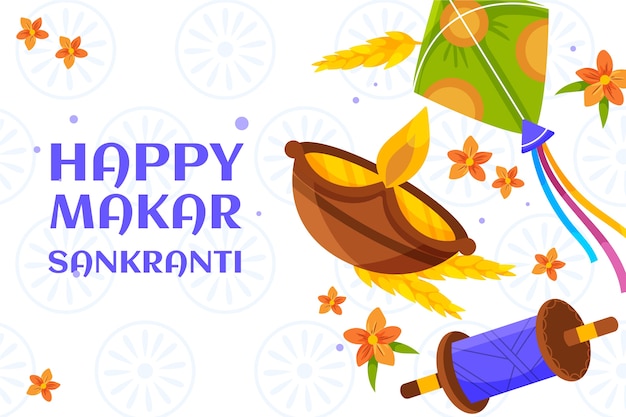 Flat happy makar sankranti background