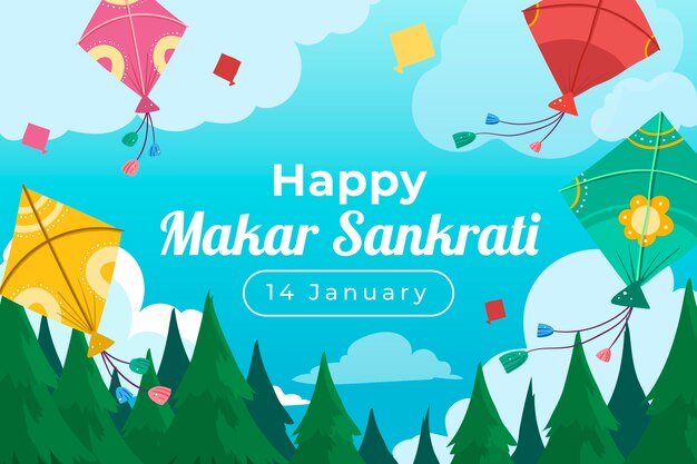 Flat happy makar sankranti background