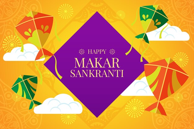 Flat happy makar sankranti background