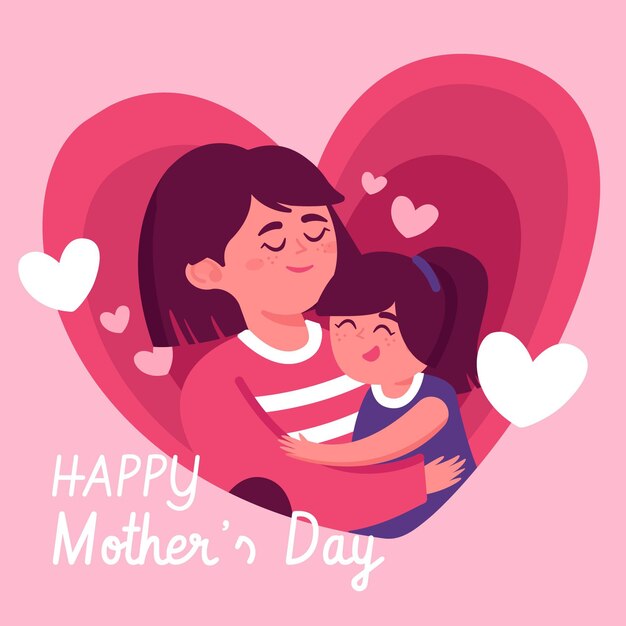 Flat happy mother's day illustration