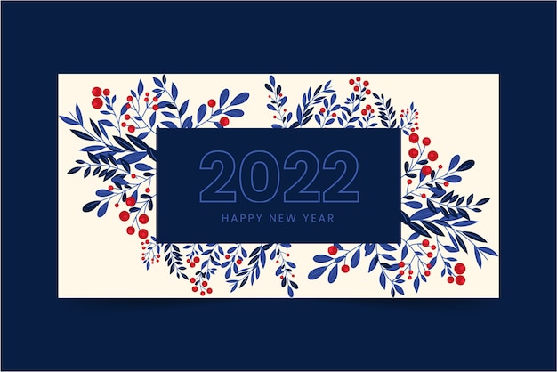 Free Vector flat happy new year 2022 horizontal banner