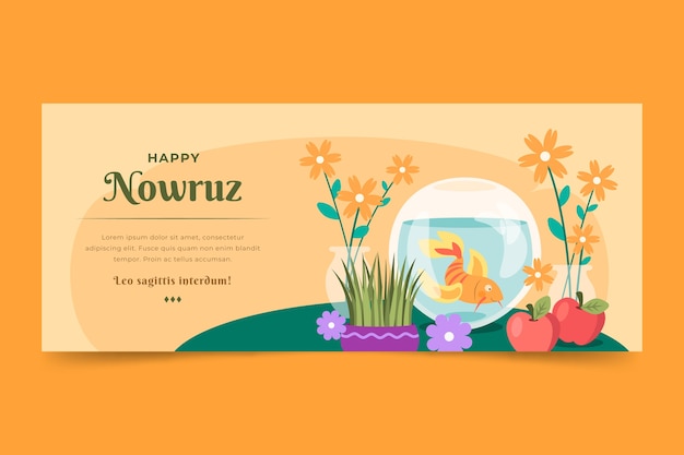 Free Vector flat happy nowruz horizontal banner