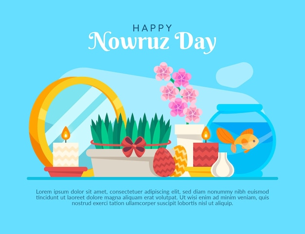 Free Vector flat happy nowruz illustration