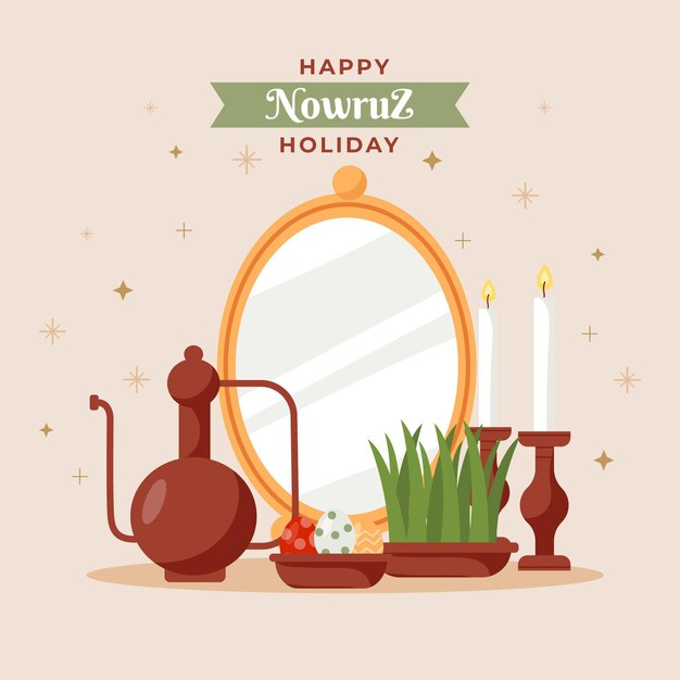 Flat happy nowruz illustration