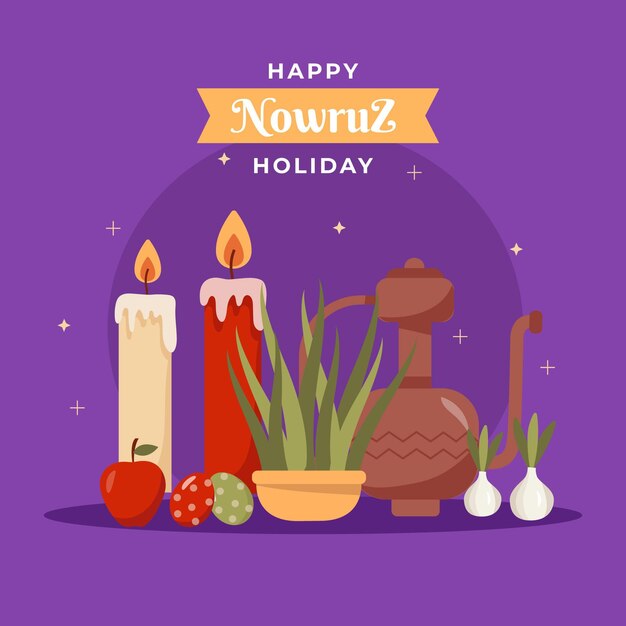 Flat happy nowruz illustration