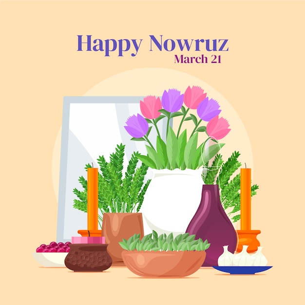 Flat happy nowruz illustration