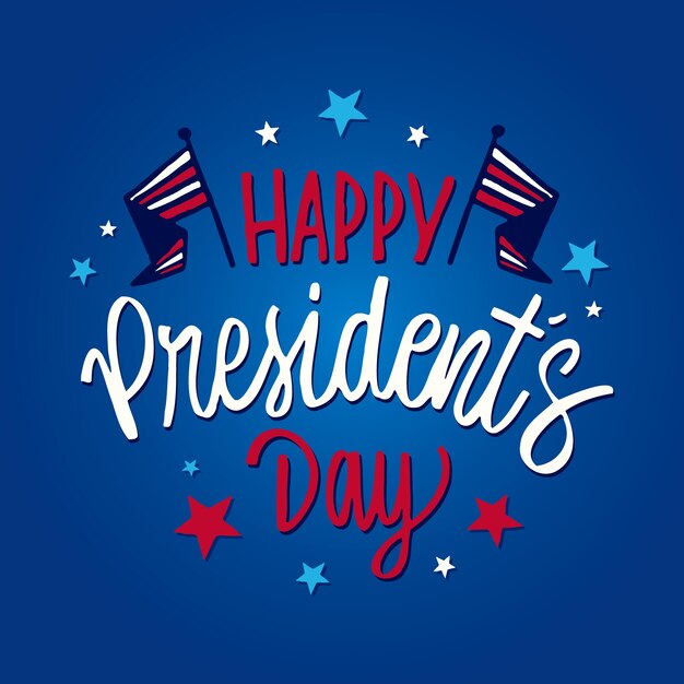 Flat happy presidents' day lettering