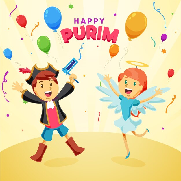 Flat happy purim day concept