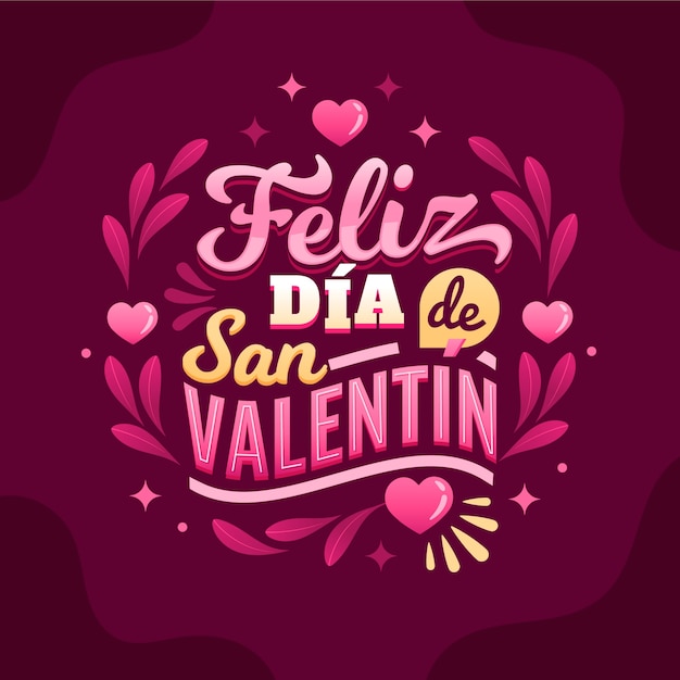 Flat happy valentines day lettering in spanish