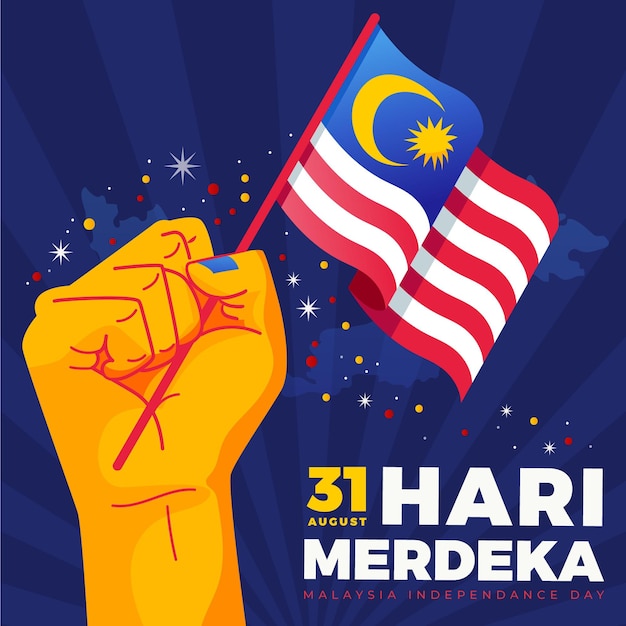 Flat hari merdeka illustration