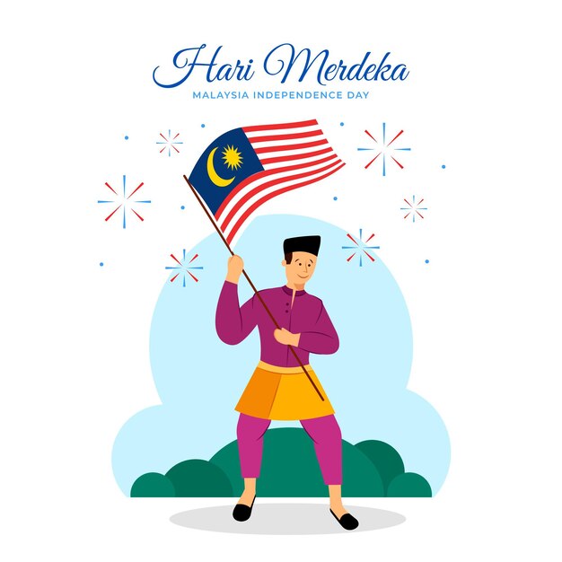 Flat hari merdeka illustration