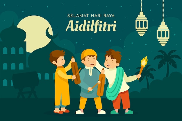 Flat hari raya aidilfitri background