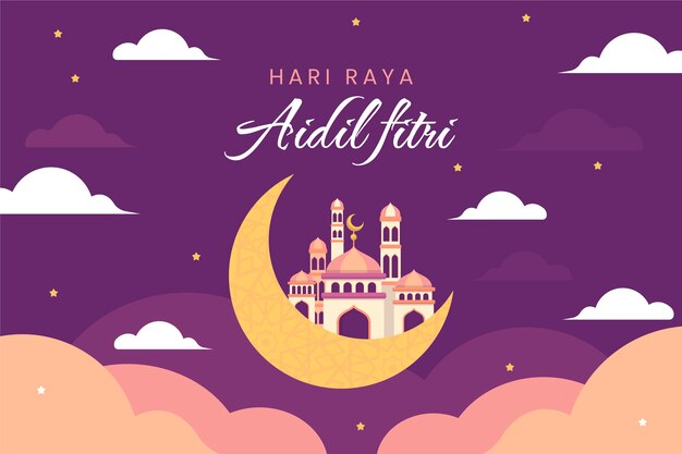 Flat hari raya aidilfitri background